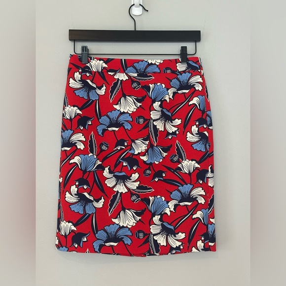 J. Crew Red and Blue Floral Skirt - Picture 2 of 7